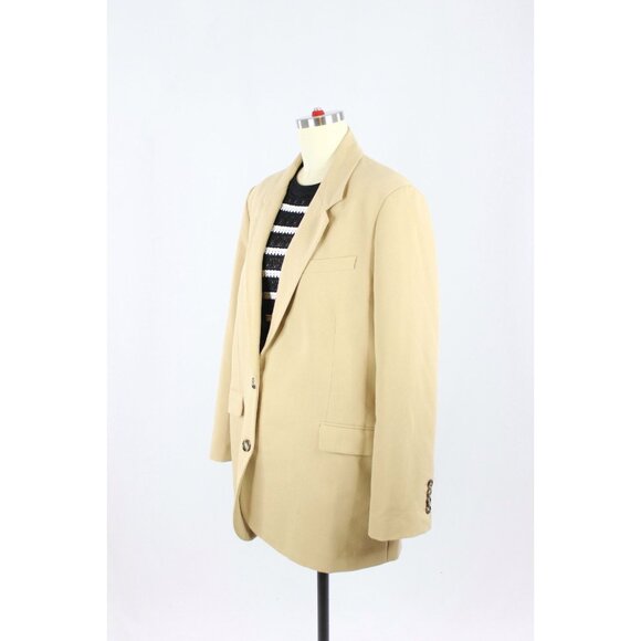 ZARA Camel Tan Polyester Suiting Oversized Relaxed Blazer Suit Jacket, Size L - Picture 4 of 16
